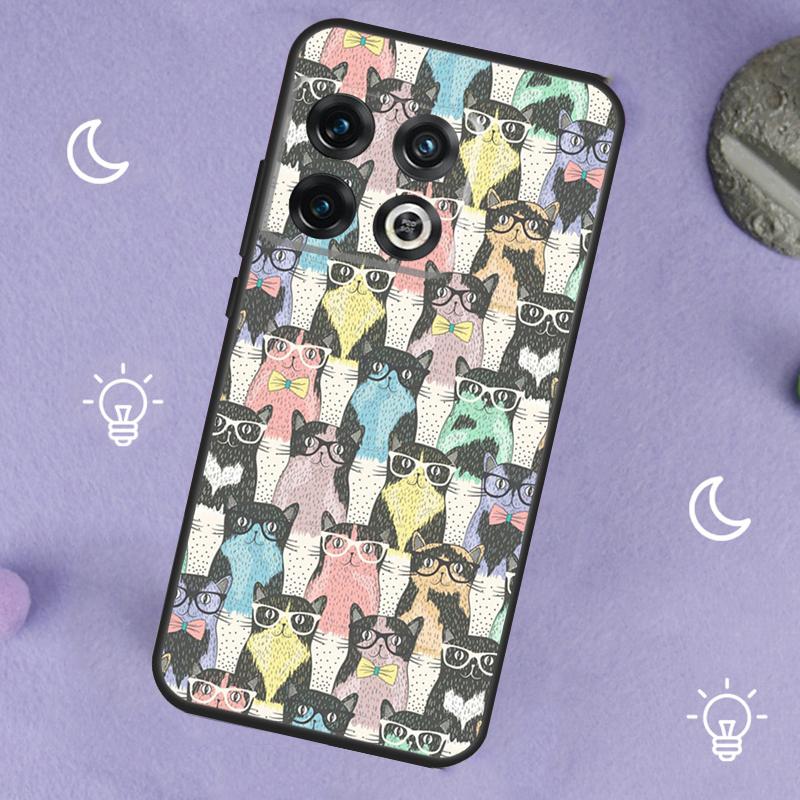 Funny Cat Collage Case For OnePlus 13T 10T 8T 10R 12R 13R 15 13 12 11 10 9 Nord 5 CE 2 3 4 Lite N20 N30 Cover