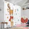 2pcs,2D plane printing Light Filtering Curtains Cute Reindeer Snowflakes Festive Durable Polyester (without rod) Art Deco