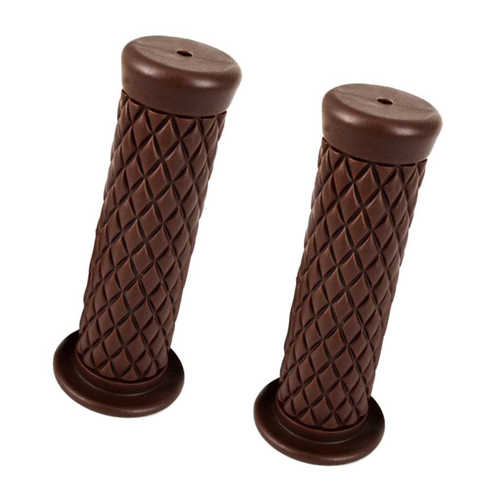 2 Pair Motorcycle Retro Handle Bar Handlebar Grips Dark