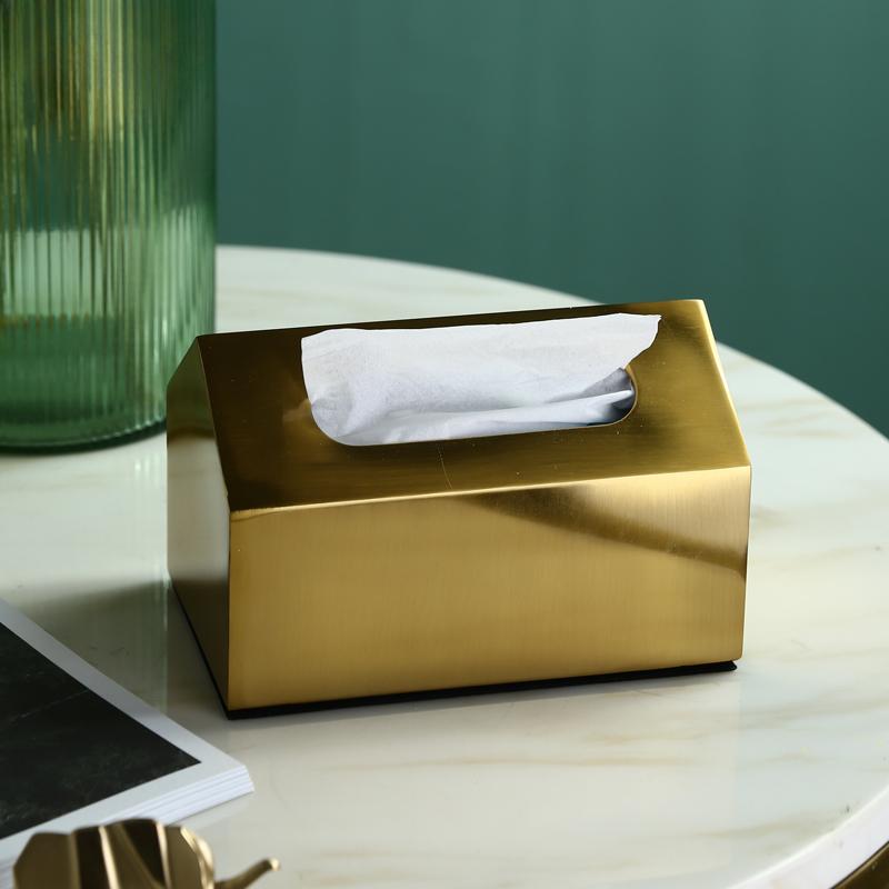 Taschentuchbox aus Metall, quadratisch, golden, rechteckig, Hausgeometrie, Schreibtisch-Aufbewahrungsorganisation, moderne Wohndekoration, Zubehör
