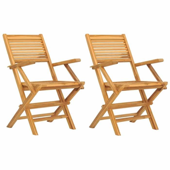 VidaXL Folding Garden Chairs 2 Pcs 55x62x90 Cm Solid Teak Wood 362762