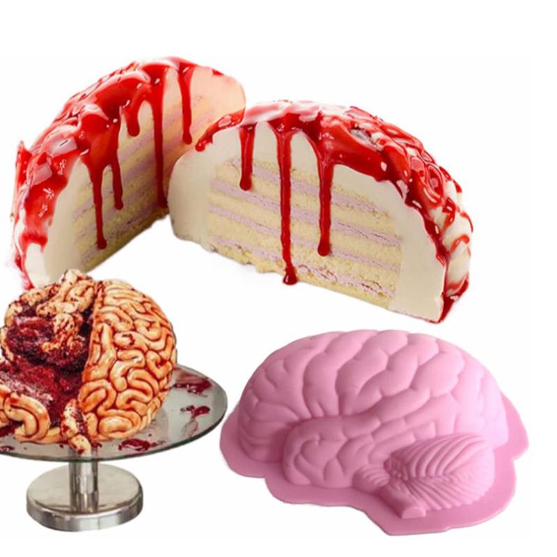 Halloween Brain Silicone Mold For Baking Dessert Cake Pan Chocolate Jello Kitchen Gadgets Accessories Moldes Para Hornear Tools