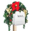 AEE4-Christmas Mailbox With Lights Berry Red Flowers Clusters Pine Cones, Mailbox Christmas Outdoor, Christmas Mailbox Decor