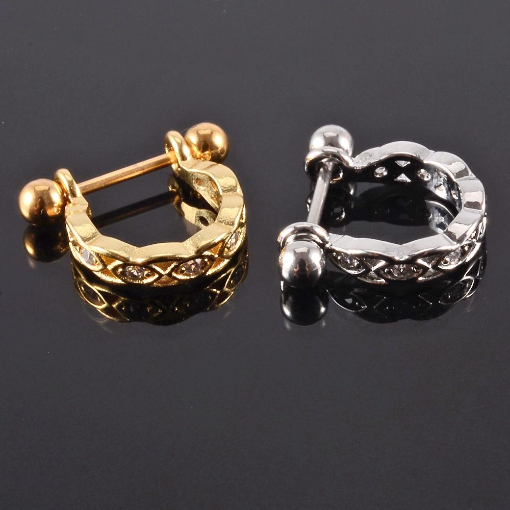 1pc Ear Tragus Cartilage Ring Stainless Steel Barbell With Cz Hoop Cartilage Cuff piercing Helix Daith Rook Lobe Earrings