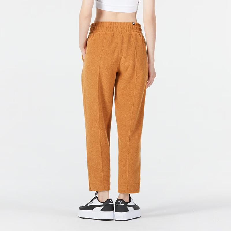 Puma Logo Print Straight Leg Casual Pants Women bottoms Light-Yellow 672354-74