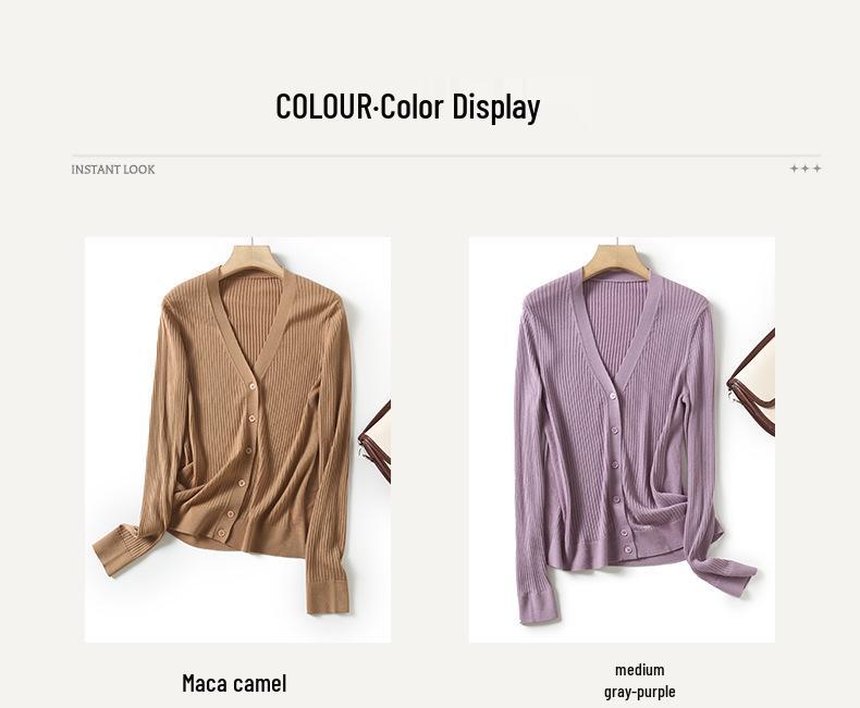 Machine washable seamless 100% wool V-neck women's base layer cardigan - elegant, slimming innerwear top BN675.