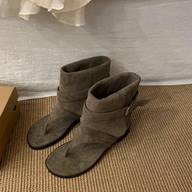 Fashion 2025Spring Clip Toe Flats Sandals Summer Fashion Trend Trouser Legs Boots Casual Dress Street Style Shoes