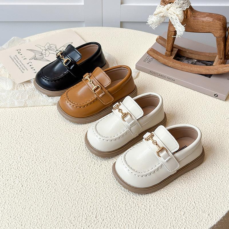 Girls' Slip-On Leather Princess Shoes - Spring/Autumn 2025, Korean Style, Soft Sole, Trendy for Little Girls