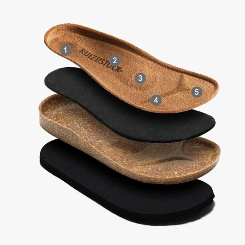 Mode Kidmi Kinder Kork Pantoletten Mädchen Zehengeschlossene Nubukschuhe mit Metallschnalle Jungen Echtleder Bequeme Strandschuhe