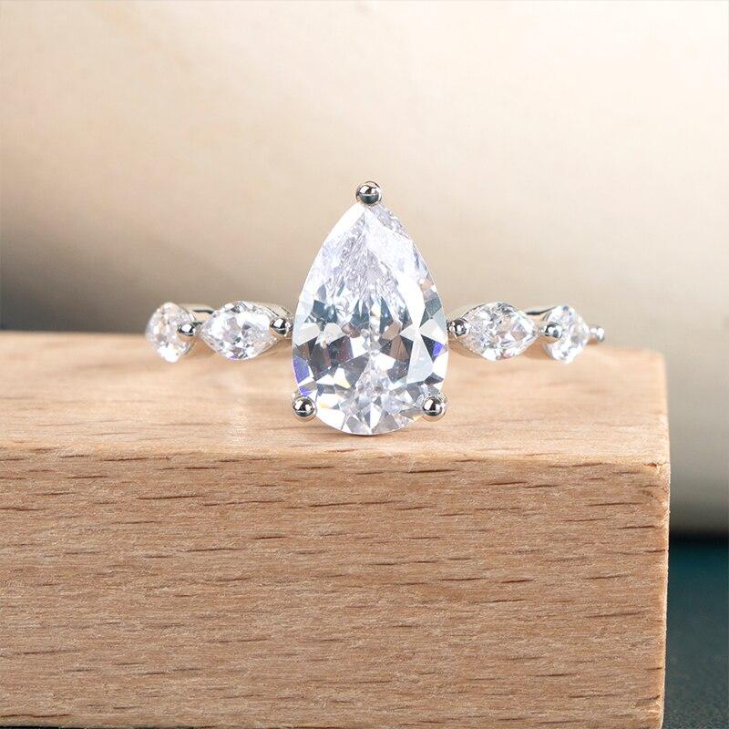 BELLA BOX Luxury Pear Shape Zircon Rings For Women Wedding Engagement Jewelry Fashionable Party Finger Accessories Romantic Gift