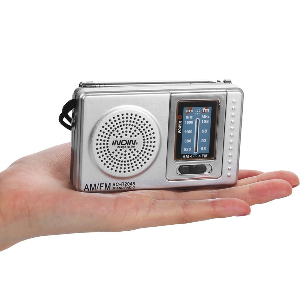 INDIN BC R2048 Mini AM FM Radio 2 Band Radio Receiver Portable Pocket Radio Built in Speaker w Headphone Jack