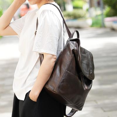 Leather Women'S Bag Large Capacity Backpack Light Leisure Commuter Backpack Cowhide Bag