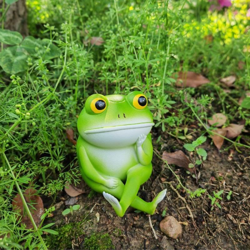 New Thinking Frog Garden Statue Sculpture Ornament Home Desktop Decoration Resin Craft Small Gift