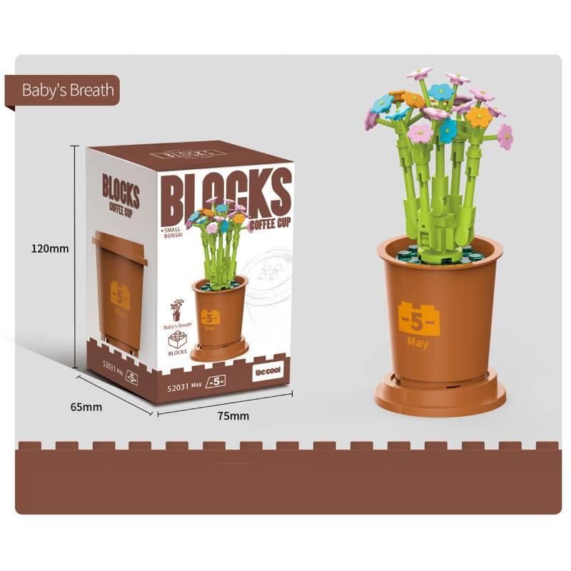 Building Block Model Toy Sunflower Plum Biosom Simulate Flower Potted Plant