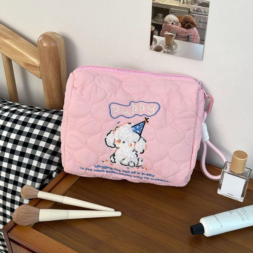 Puppy Cartoon Makeup Bag Multifunctional Skincare Storage Bag Embroidery Cosmetic Bag  Travel