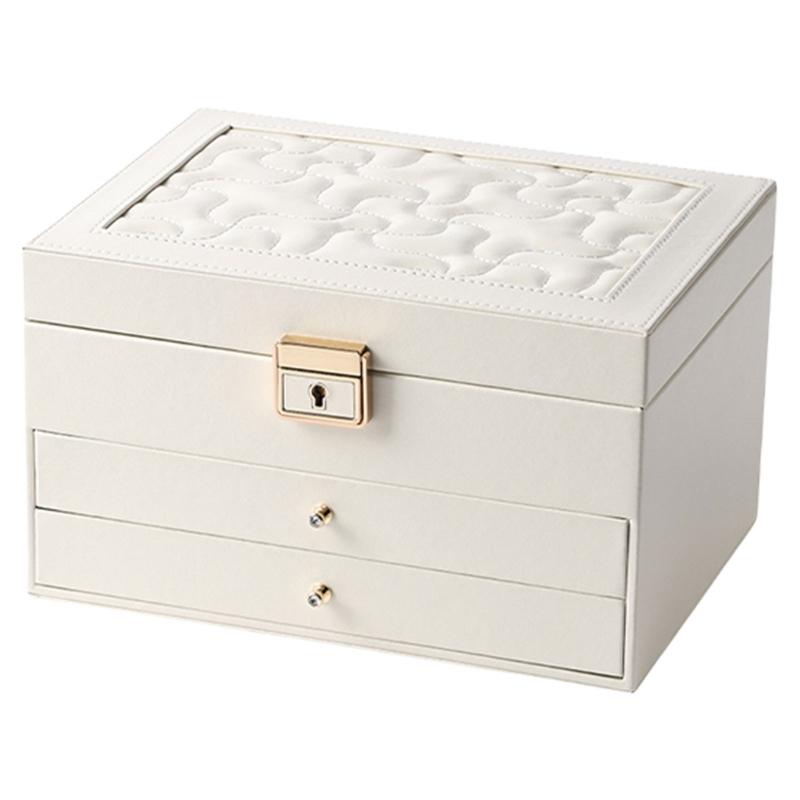 

Европейский стиль Многоуровневые органайзеры для украшений Многослойный контейнер для хранения украшений Шкатулка для коллекционеров и Tra белый