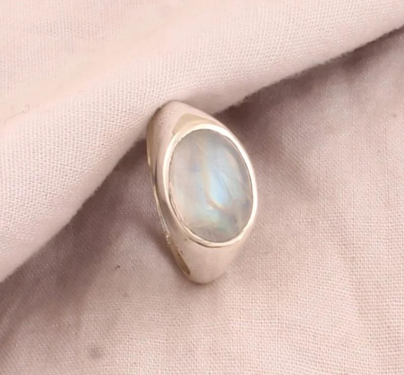 Månstensring, 925 Sterling Silver Handgjorda smycken. Birthstone Ring, Solitaire Ring, Vigselring, Solid Ring
