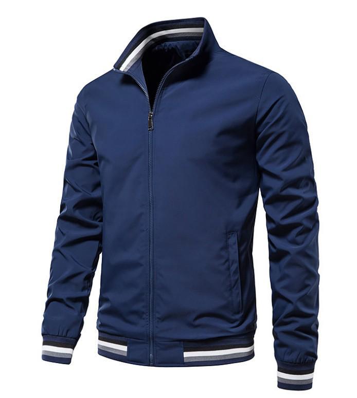 2024 Men's Casual Stand Collar Versatile Sports Jacket for Spring and Autumn - Solid Color