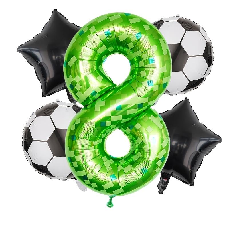5pcs 40inch Pixel Number Balloons Set/Soccer Theme Birthday Balloons with Helium Valve/Aluminum Film Material/Ideal for Birthday