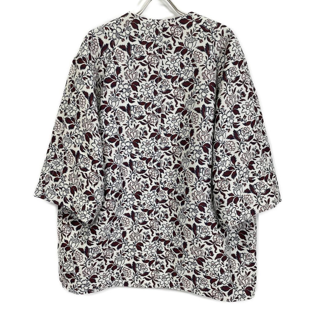 SOULEIADO 24 Stainless Steel Polyester Rayon Jacquard Collarless Coat coat 36 White x redUsed