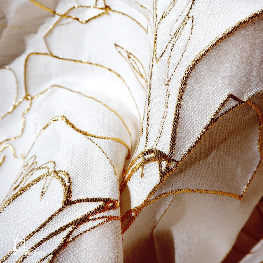 Rice Platinum Thread Pastoral Floral Bright Silk Three-dimensional Embossed Texture Jacquard Fabric DIY Dress Designer Fabric