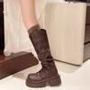 Winter Short Plush Women Knee High Boots Fashion Slip On Knight Long Booties Ladies Casaul Platform Heels Botas Mujer