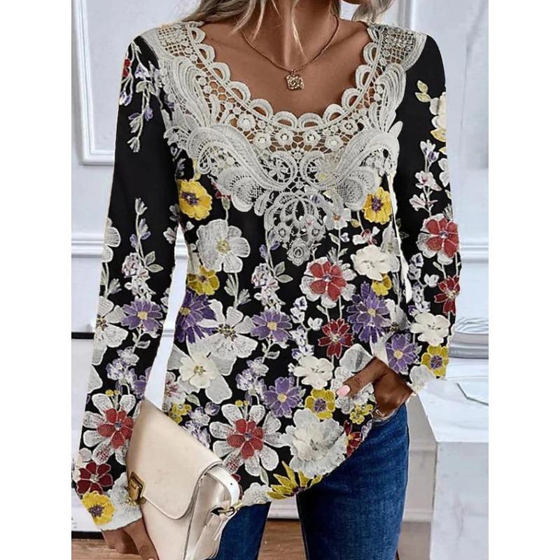 IHUASU Women's Fashion Casual Long Sleeve O-Neck Blouses & Shirts