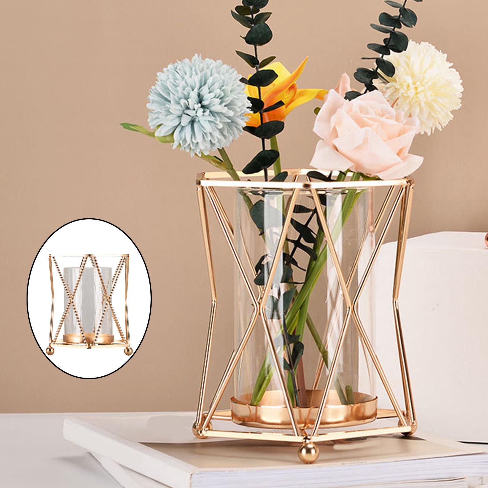 

Flower Vase Figurines Candle Holder for Living Room Decoration Champagne Gold S