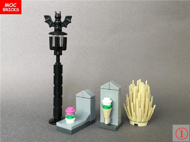 MOC Bausteine Halloween Kürbis Skorpion Zombie Gesicht Kopfbedeckung Skelett Geist Blut Grab DIY Bausteine Jungen Spielzeug