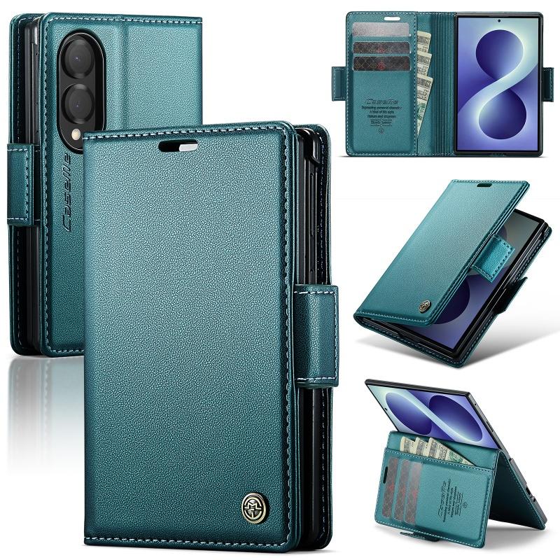 Luxury Magnetic Leather Wallet Card Slot Phone Case for Samsung Galaxy Z Fold 8 Ultra 7 6 5 Wireless Charging Flip Stand Cover