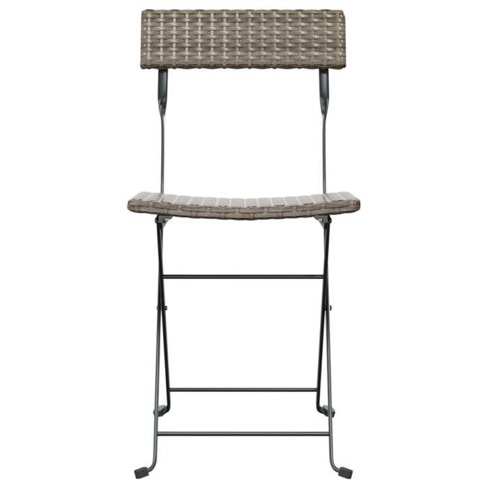 Chaises de bistrot pliantes - Maison Exclusive - Gris - Résine tressée - Cadre acier pliable