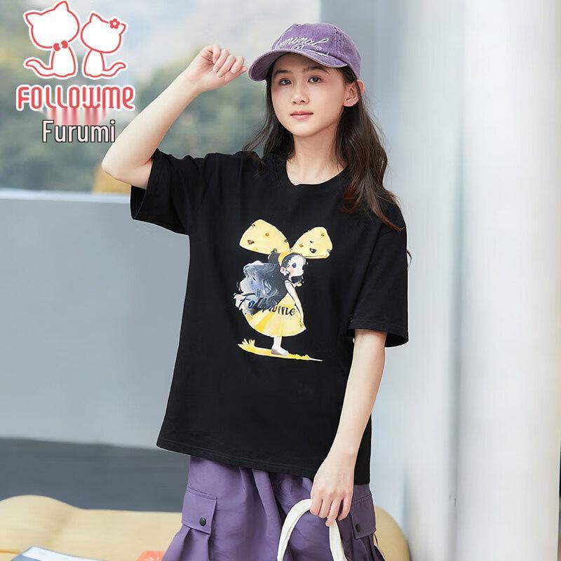 Fuluomi Girls  Short Sleeve Cartoon Print T-Shirt 165