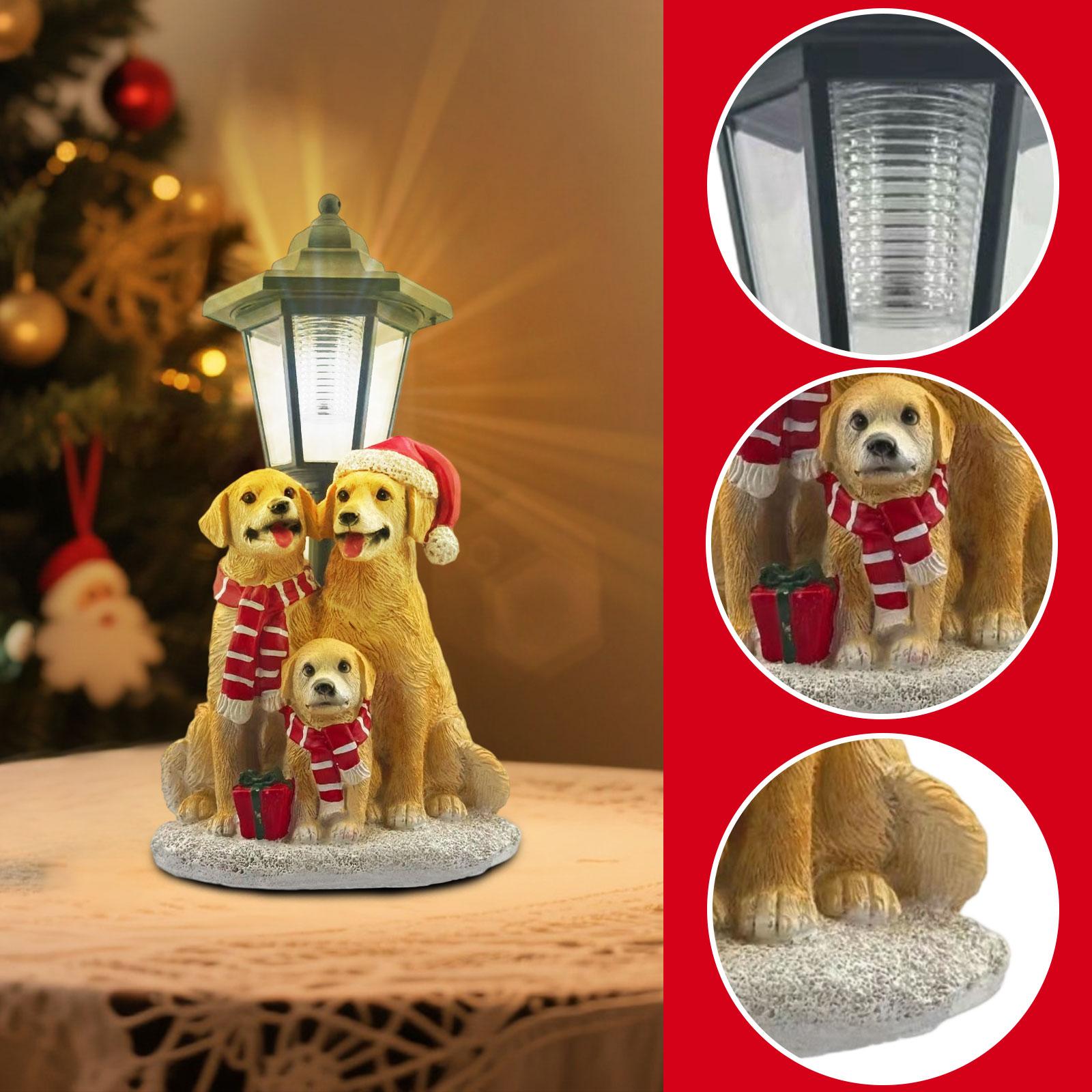 

Щенок Ремесла из смолы Рождественские украшения Атмосферный свет Продукт Рождественская собака со светом Милый One Size