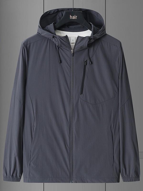 Herren Kapuzen-Sonnenschutzjacke - Ultraleicht, Atmungsaktiv, Winddicht, Schnelltrocknend, Lockere Passform, Kühlend, UV-Schutz.