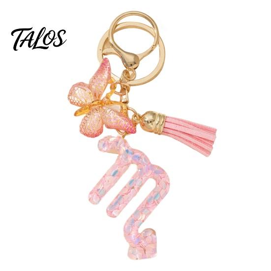 The Zodiac Charm Keychain Pendant, with Butterfly Metal Keyring Tassel, for Handbag Backpack Bag Pendant For Bags
