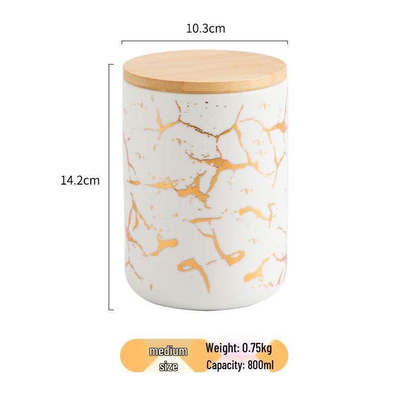 Lilang Gold Pattern Marble Ceramic Storage Jar