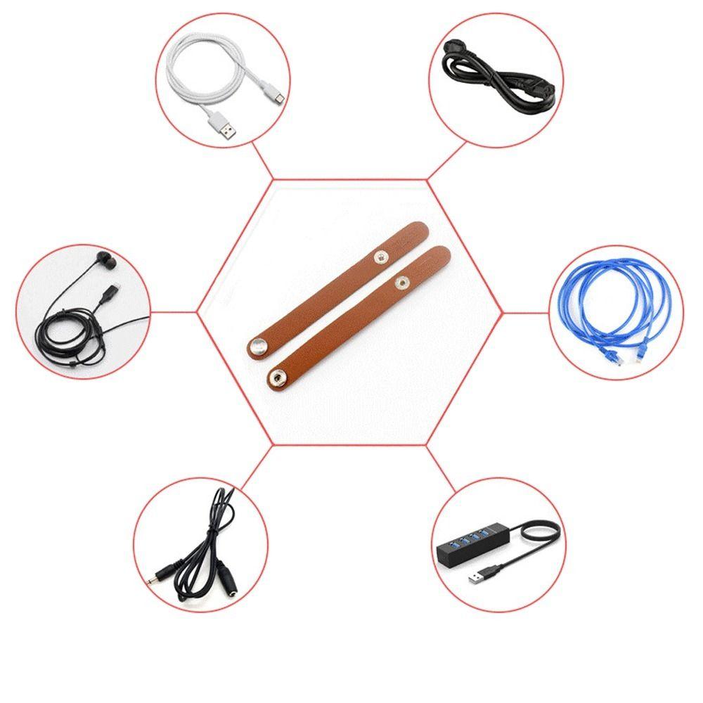 10Pcs/Pack PU Leather Cord Organizer Wrap Cable Straps Cable Management  Charging Cable