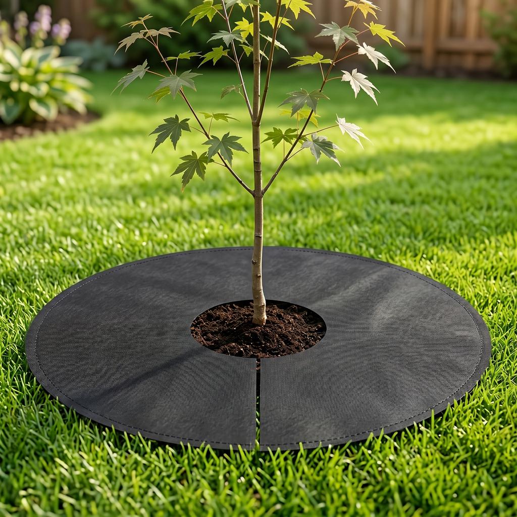 10Pcs Round Tree Weed Control Mat Heavy Duty Non Woven Landscape Fabric Mulch Ring Cover Outdoor Garden Tree Protector Mat