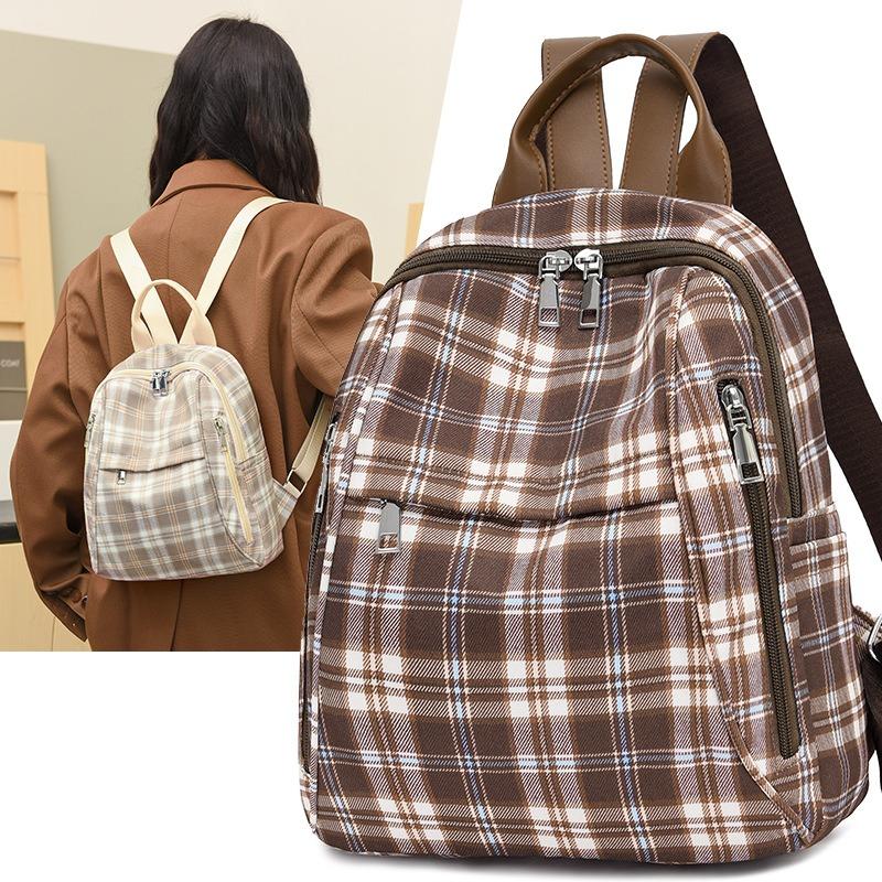 New High School Harajuku Style Plaid Backpack Simple High Value Fashion Versatile Large Capacity Backpack Female