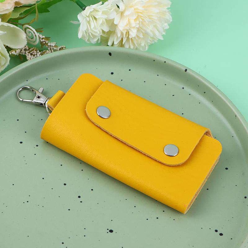 1Pc Portable Pu Leather Housekeeper Holders Car Key Holder Bag Case Unisex Wallet Cover Simple Solid Color Storage Bag
