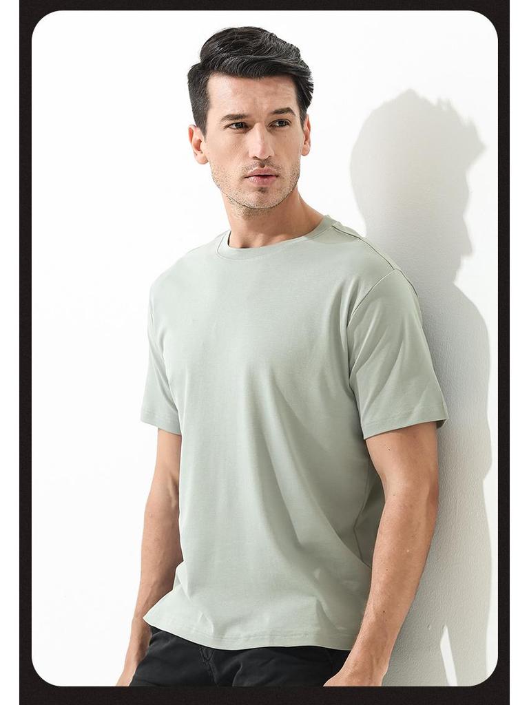 Ice-Feeling Men's White Antibacterial Short-Sleeve Round Neck T-Shirt