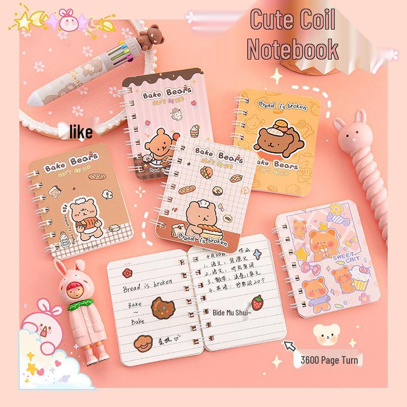 High-Value A7 Spiral Notebook - Cartoon Themed, Lined, Mini, Portable, Ideal for Elementary Students and Kids' Diaries