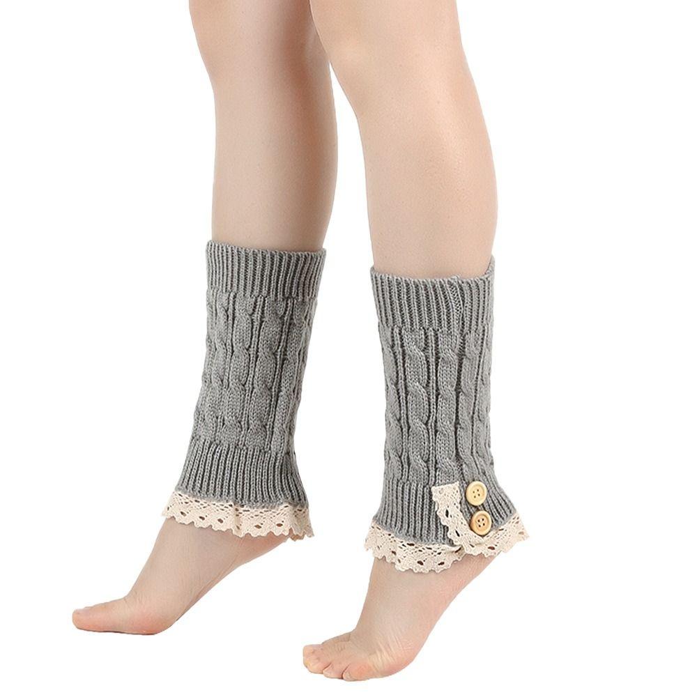 1 Paar Lolita Damen Beinwärmer Winter Warm Japanischer Harajuku Stil Dicke Stiefelsocken College Stil Rüschen Beinärmel Wärmer