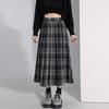 Plaid Woolen Pleated Skirt Women's 2026 Autumn and Winter Retro Elastic Waist Skirt Medium and Long A-shaped Umbrella Skirt