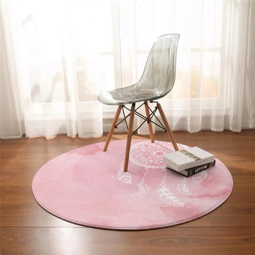 Bohemian Colorful Dreamcatcher Sunset Round Carpet Watercolor Style Circle Rug Bedroom Living Room Floor Mat Chair Pad Doormat