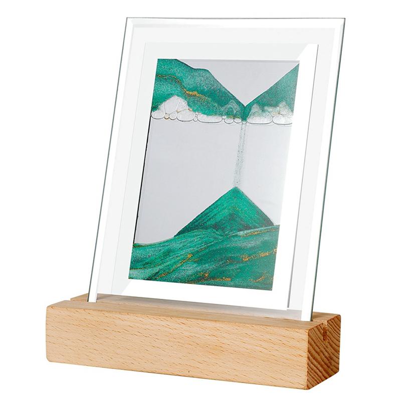 A44Z-Sand Art Moving Night Lamp Craft Quicksand 3D Landscape Flowing Sand Picture Hourglass Gift LED Table Night Light