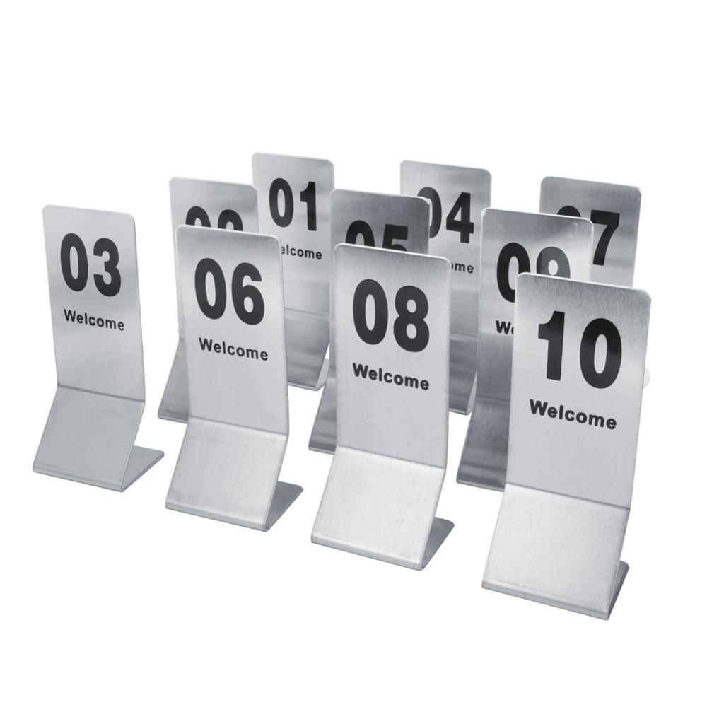 10pcs Silver Table Number Props Double Sided Metal Table Markers Table Number Signs Banquet