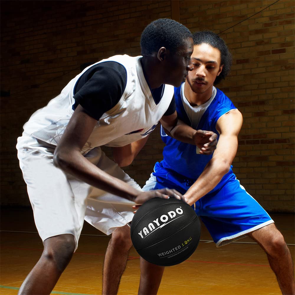 YANYODO Basketball 7 Ball Heavy Weight PU Leather Skill Training Practice Use Student Gift Black No. Outdoor/Indoor Adult/High School/College 1.0kg