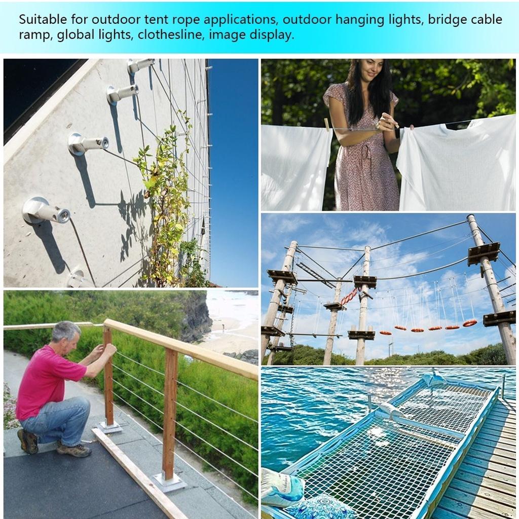 Schwere Drahtseil-Kabelhaken Edelstahl Spannschloss Kordel Aufhängeset Kit für Sonnensegel Zelt 30m Installation Außenleuchten