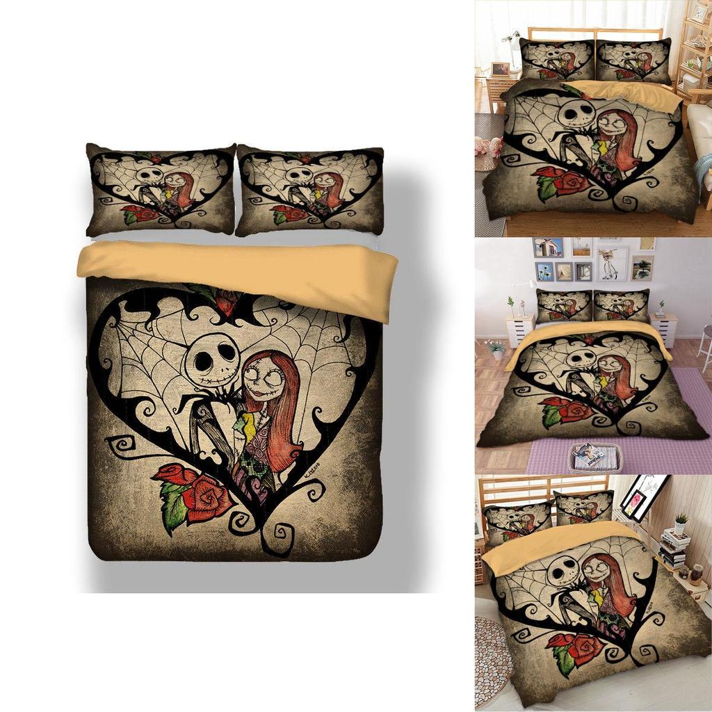 Luxurious Nightmare Before Christmas Duvet Cover With Pillow Cases Quilt Cover Bedding Set For Halloween Enthusiasts